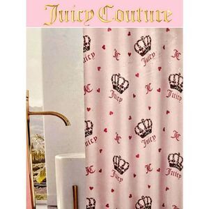 Juicy Couture Home Signature Logo Leopord Crown Shower Curtain w/Hooks